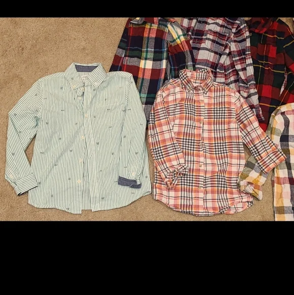 Gymboree Boys Plaid Button Up Shirts Size 5-6 Bundle Lot Of 7 Tops Crazy 8 EUC